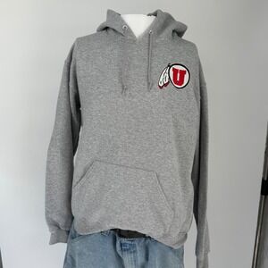 Jerzee University of Utah Utes Hoodie Men Medium Gray NuBlen Pullover Sweatshirt